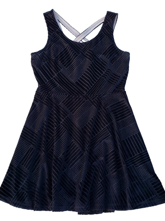 Candie's Dresses & Skirts - Candies Velvet Burnout Dress Black L Fit Flare Crisscross Back Party